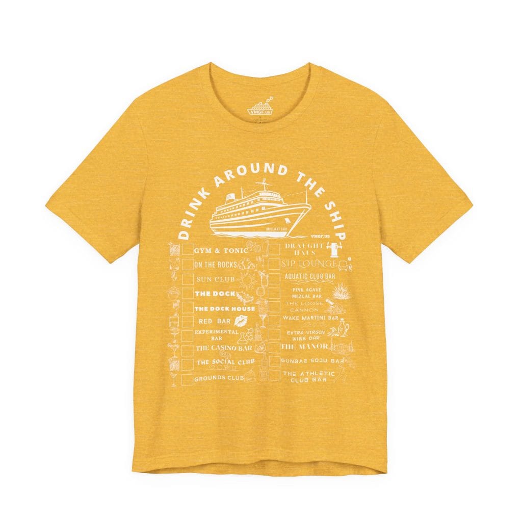 Brilliant Lady bar crawl shirt in heather yellow gold with white text
